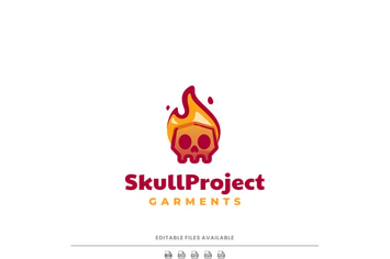 Fire Skull Color Mascot Logo