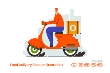 Food Delivery Scooter Illustration
