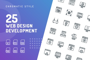 Web Design Development Chromatic Icons