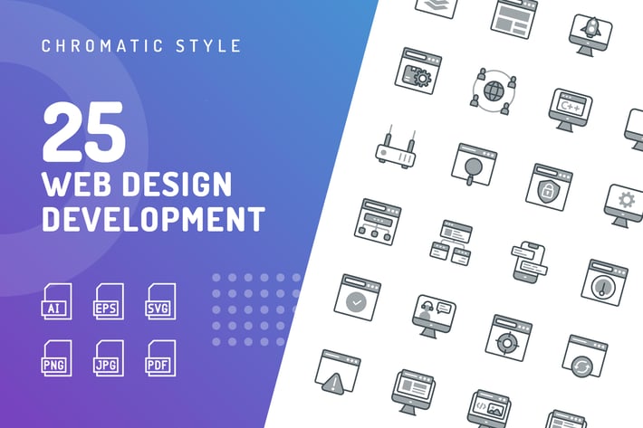 Web Design Development Chromatic Icons