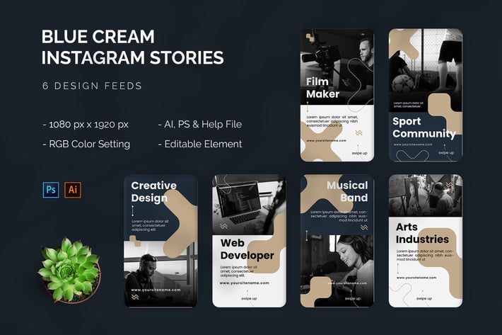 Blue Cream Minimalist - Instagram Story