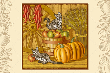 Retro Barn With Harvest