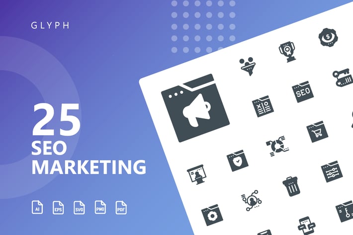 SEO Marketing Glyph Icons