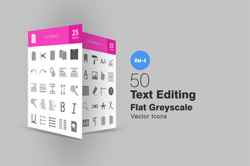 50 Text Editing Greyscale Icons