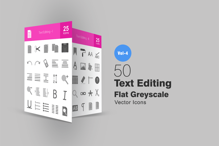 50 Text Editing Greyscale Icons