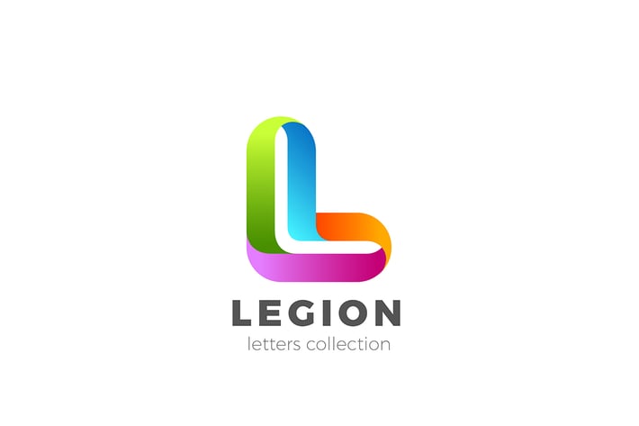 Letter L Logo design 3D Ribbon style