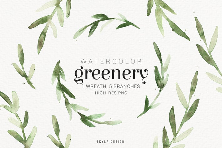 Watercolor greenery