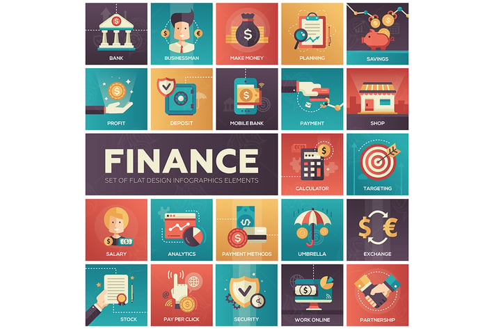 Finance - modern flat design style icons