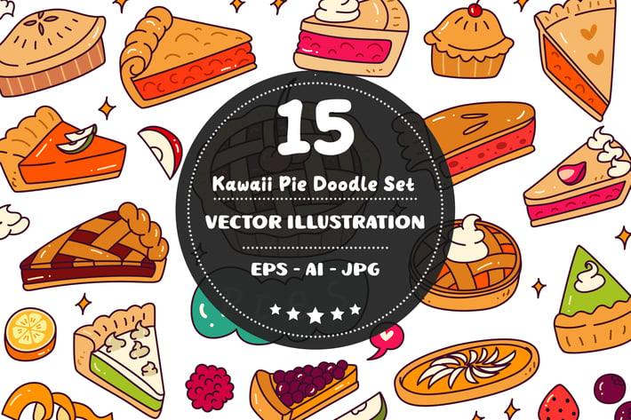 Kawaii Pie Doodle Set
