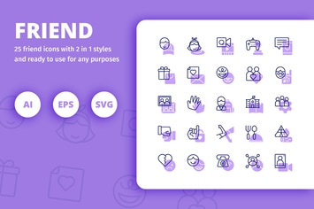 Friend Icons (Line and Solid)