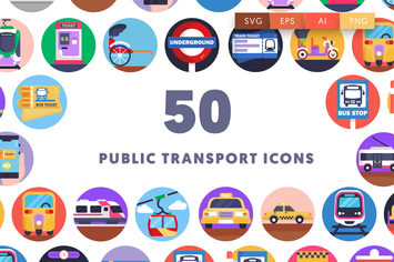 50 Public Transport Icons