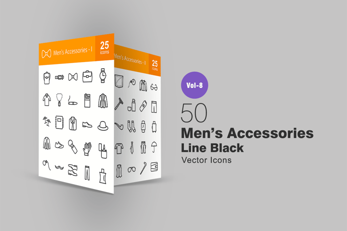 50 Men's Accessories Line Icons