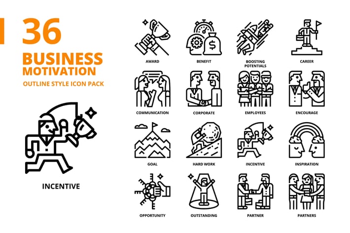 Business Motivation Outline Style Icon Set