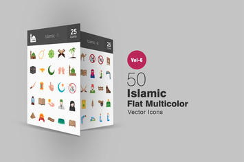 50 Islamic Flat Multicolor Icons