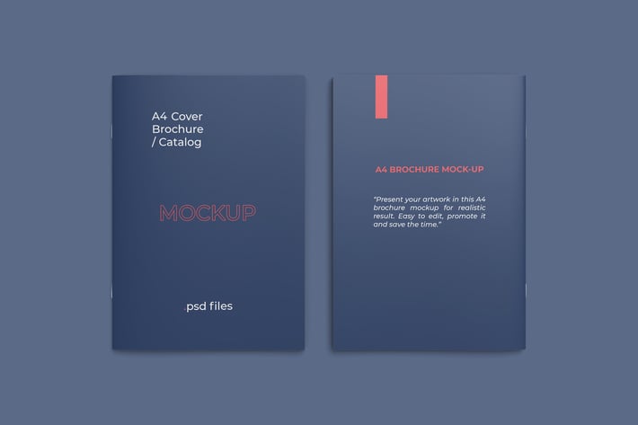 Front and back covers A4 catalog mockup