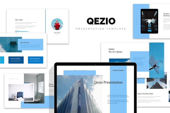 Qezio : Blue Gradient Color Tone Keynote