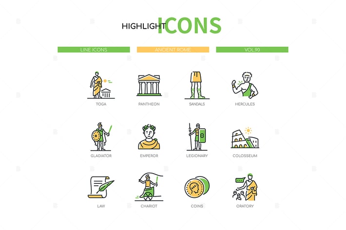 Ancient Rome - Modern Line Design Style Icons Set