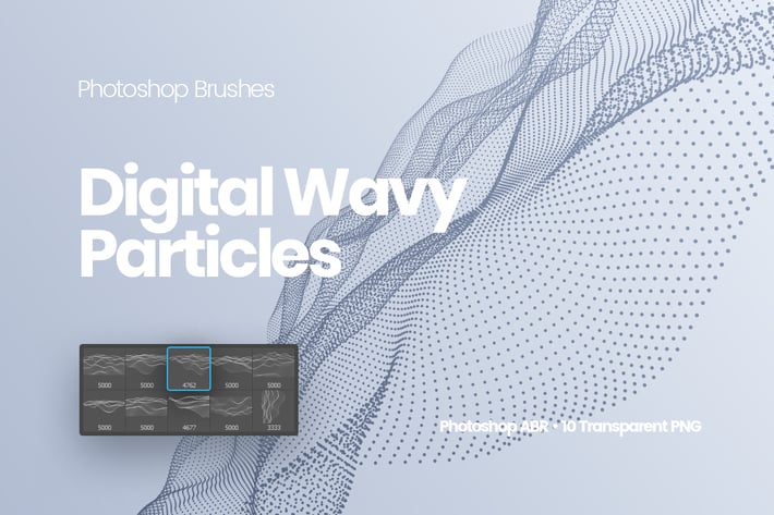 Digital Wavy Particles Photoshop Brushes