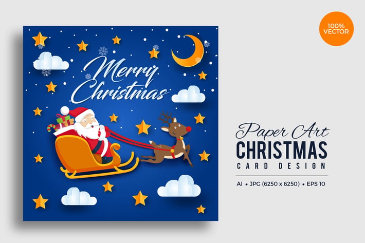 Merry Christmas Square Vector Card Vol.10