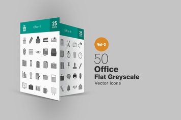 50 Office Greyscale Icons