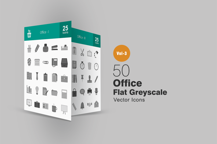 50 Office Greyscale Icons