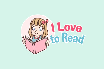 I Love to Read - Reading Girl Mascot Logo
