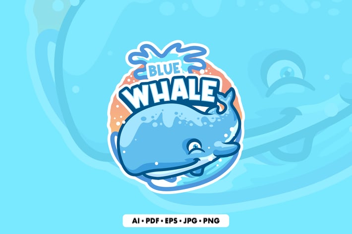 Whale Cartoon Logo Template
