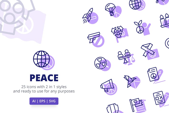 Peace Icons (Line and Solid)