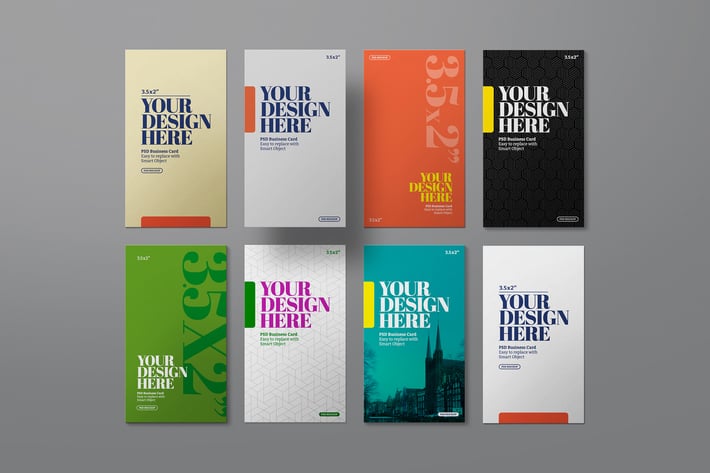 Business Card Mockup 3.5" x 2" Portrait