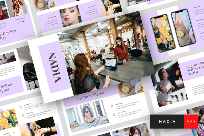 Nadia - Hair Salon PowerPoint Templates