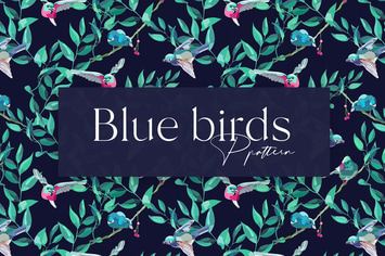 Blue Birds Seamless Pattern Design