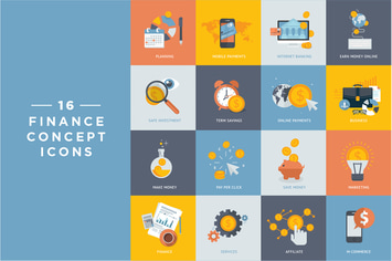 Set of Flat Design Finance and Banking Icons
