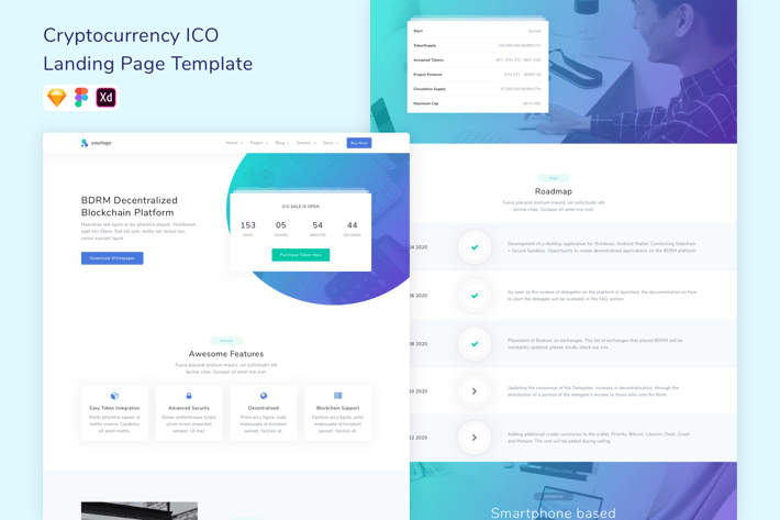 Bitcoin & Cryptocurrency ICO Landing Page Template