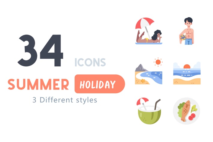34 Summer Holiday icon set