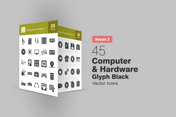 45 Computer & Hardware Glyph Icons Season II