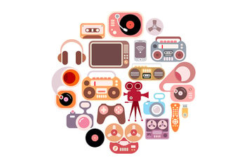 Electronic Icons round shape vector illustration