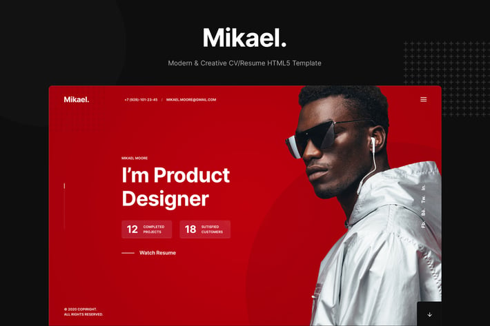  Mikael - Modern & Creative CV/Resume Template
