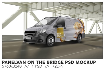 Panelvan On The Bridge PSD Mockup