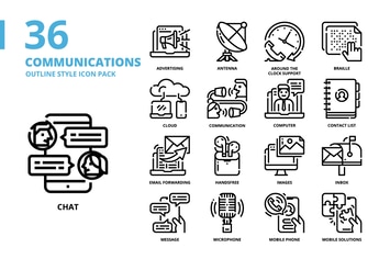 Communications Outline Style Icon Set