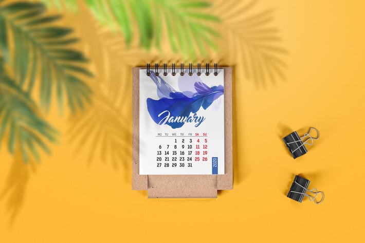Mini Desk Calendar Mockup
