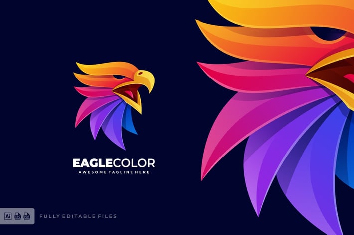 Eagle Head Colorful Logo Template