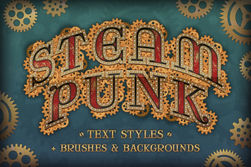 Steam Punk Text Styles, Brushes and Backgrounds