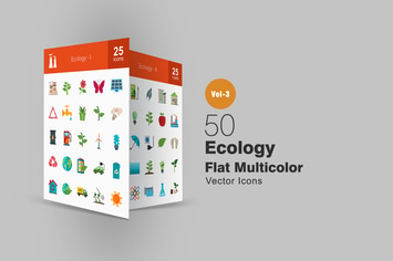 50 Ecology Flat Multicolor Icons