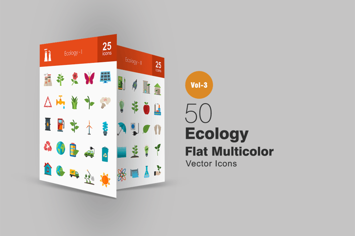 50 Ecology Flat Multicolor Icons