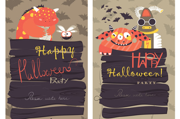 Halloween Banners Set. Vector Illustration. 