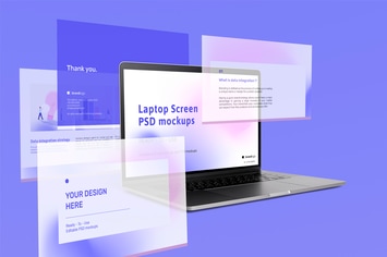 Laptop screen mockup with presentation slides
