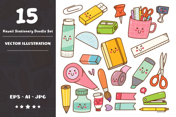 Kawaii Stationery Doodle Set