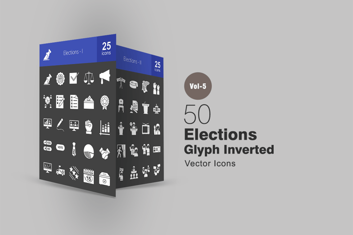 50 Elections Glyph Inverted Icons