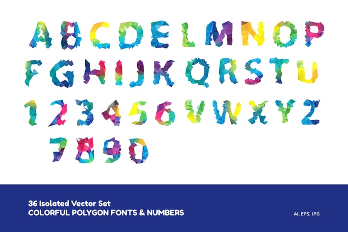 Colorful Polygon Fonts and Numbers