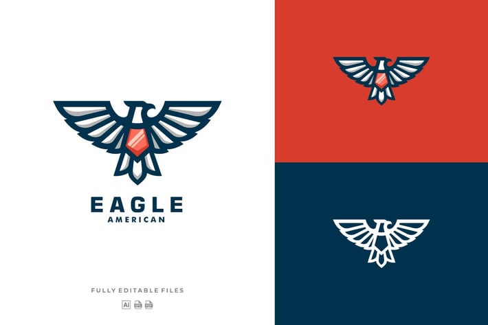 Eagle Mascot Line Art Style Logo Template